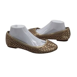 Antonio Melani Gold Besse Perforated Ballet Flats Size 9.5 Women's